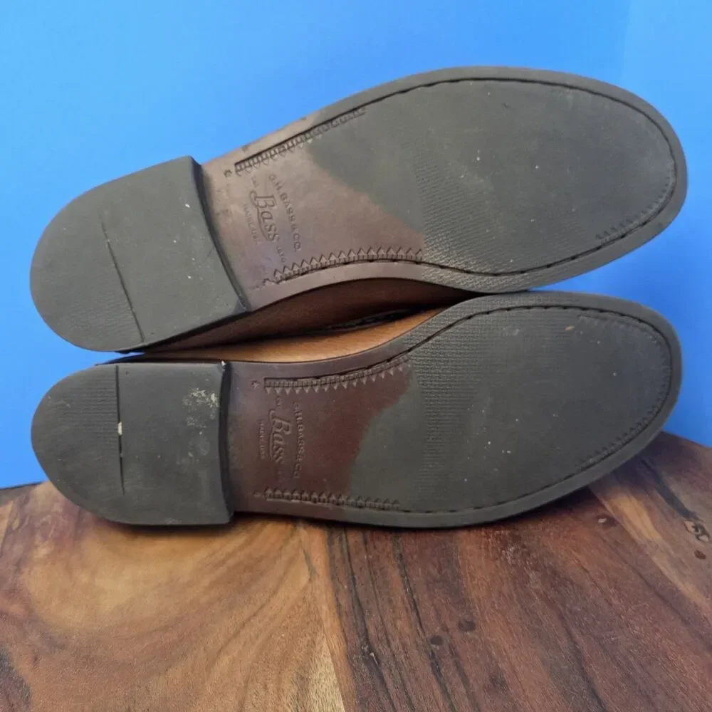 G.H. Bass Abner Moc-Toe Loafers Men's 9M Brown Pebbled Leather Classic Slip-On